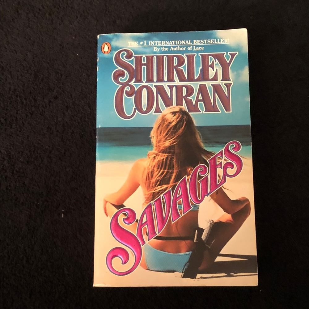 Shirley Conran "Savages" Paperback Book - Blue & Pink Cover